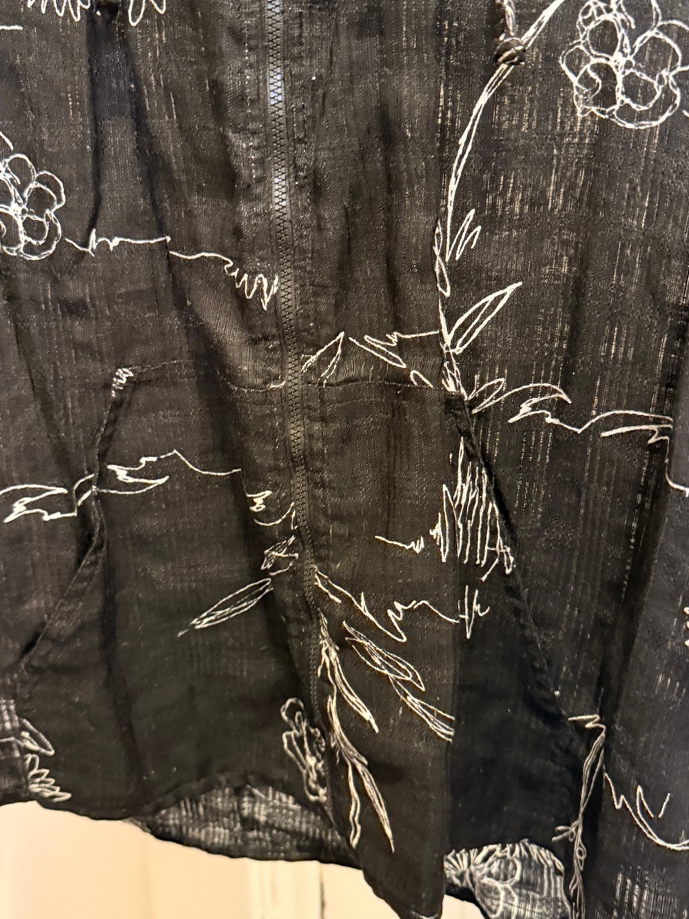 Chico's Black and White Floral-Pattern Zip Hoodie - Picture 4 of 5